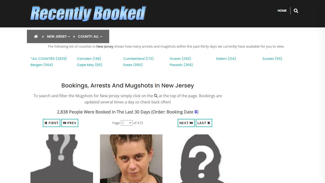Bookings, Arrests and Mugshots in Cape May County, New Jersey