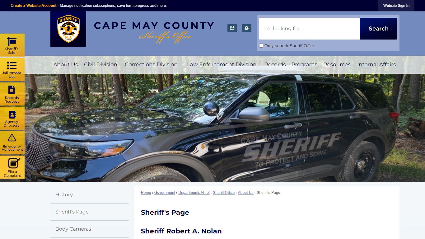 Sheriff's Page | Cape May County, NJ - Official Website