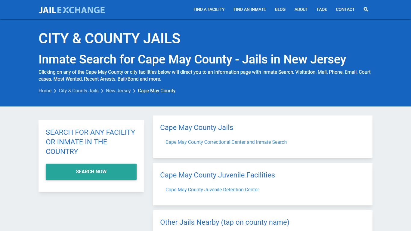 Inmate Search for Cape May County | Jails in New Jersey - Jail Exchange